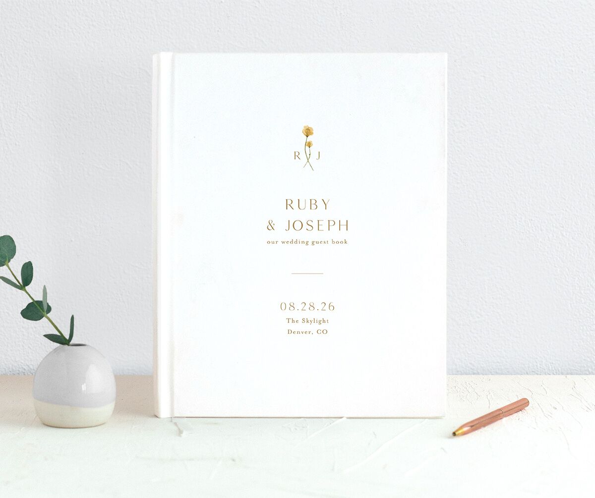 Dainty Monogram Guest Books front in yellow
