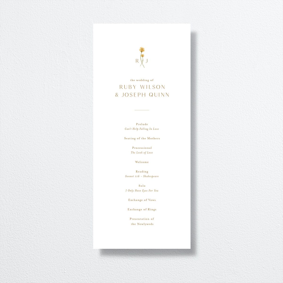 Dainty Monogram Wedding Programs front in yellow