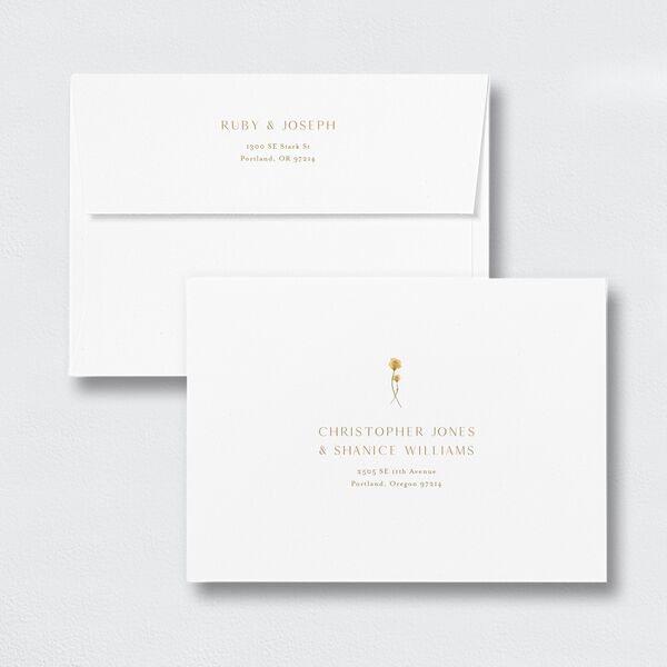 Dainty Monogram Save The Date Card Envelopes White Standard Dijon Both Recipient and Return Addresses