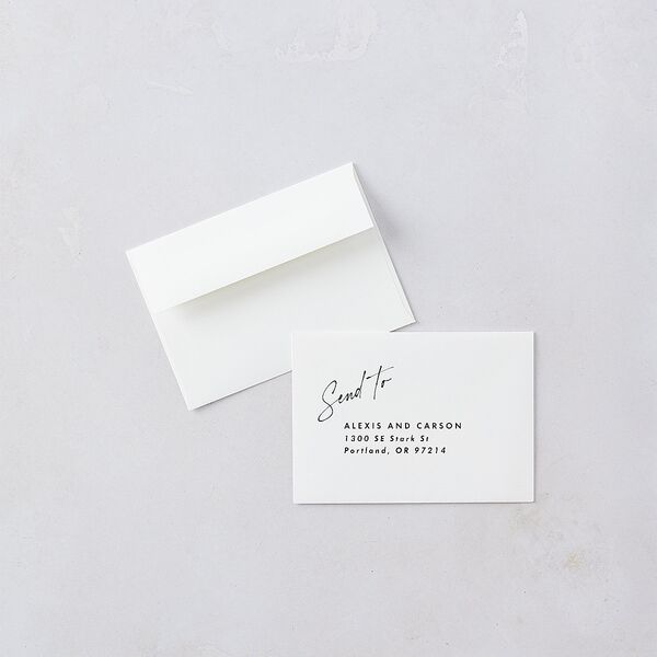 Elegant Modern Portrait Script Wedding Response Cards Pure White Signature Standard