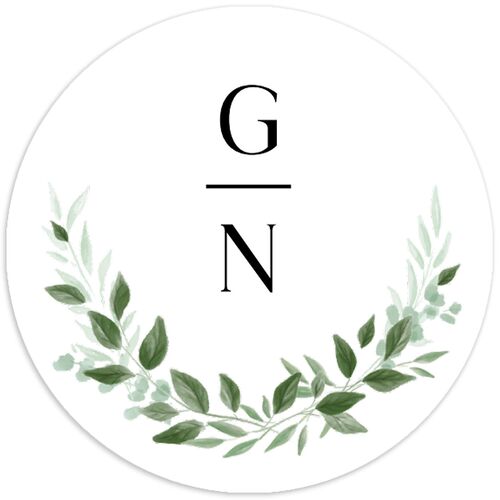 Greenery Frame Wedding Stickers Dusty Blue Circle