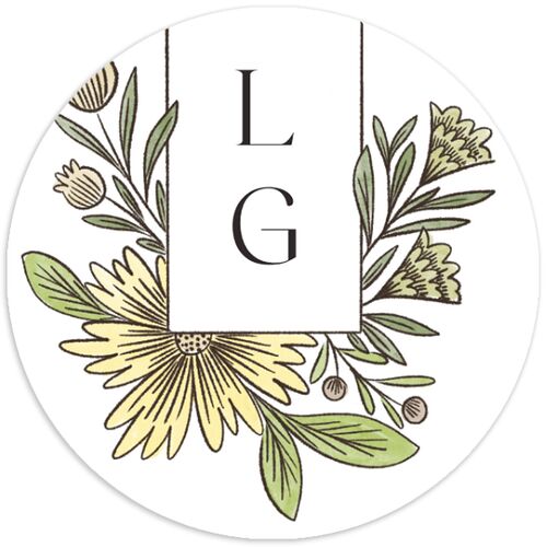 Timeless Wildflowers Wedding Stickers Pear Circle