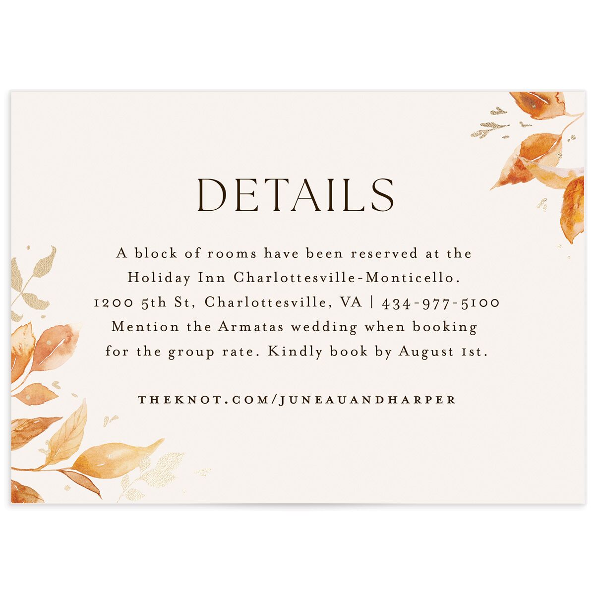 Autumn Frame Wedding Enclosure Cards
