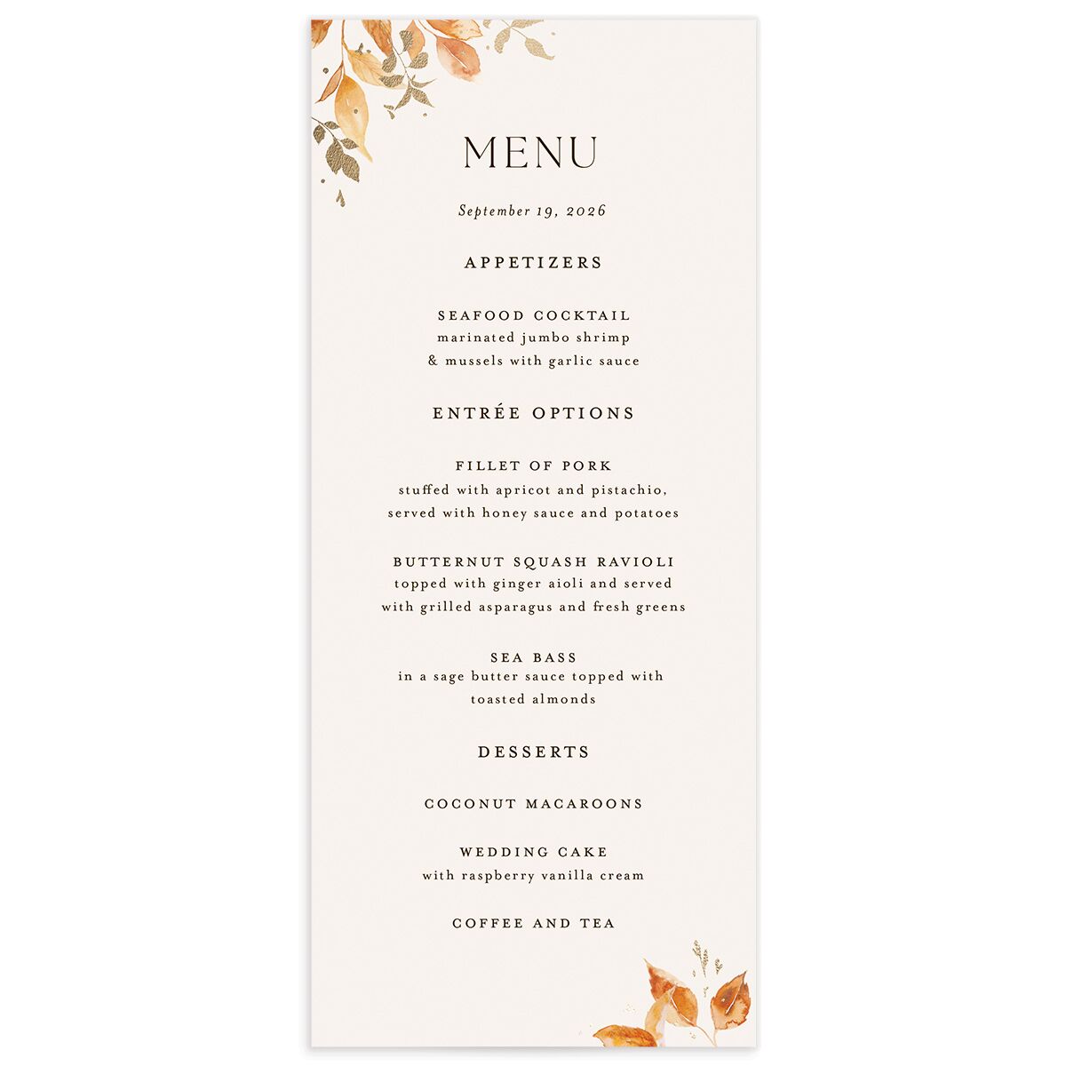 Autumn Frame Menus