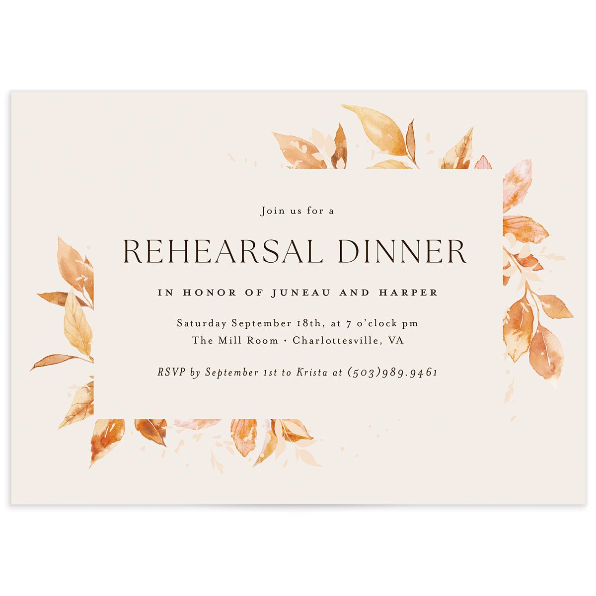 Autumn Frame Rehearsal Dinner Invitations
