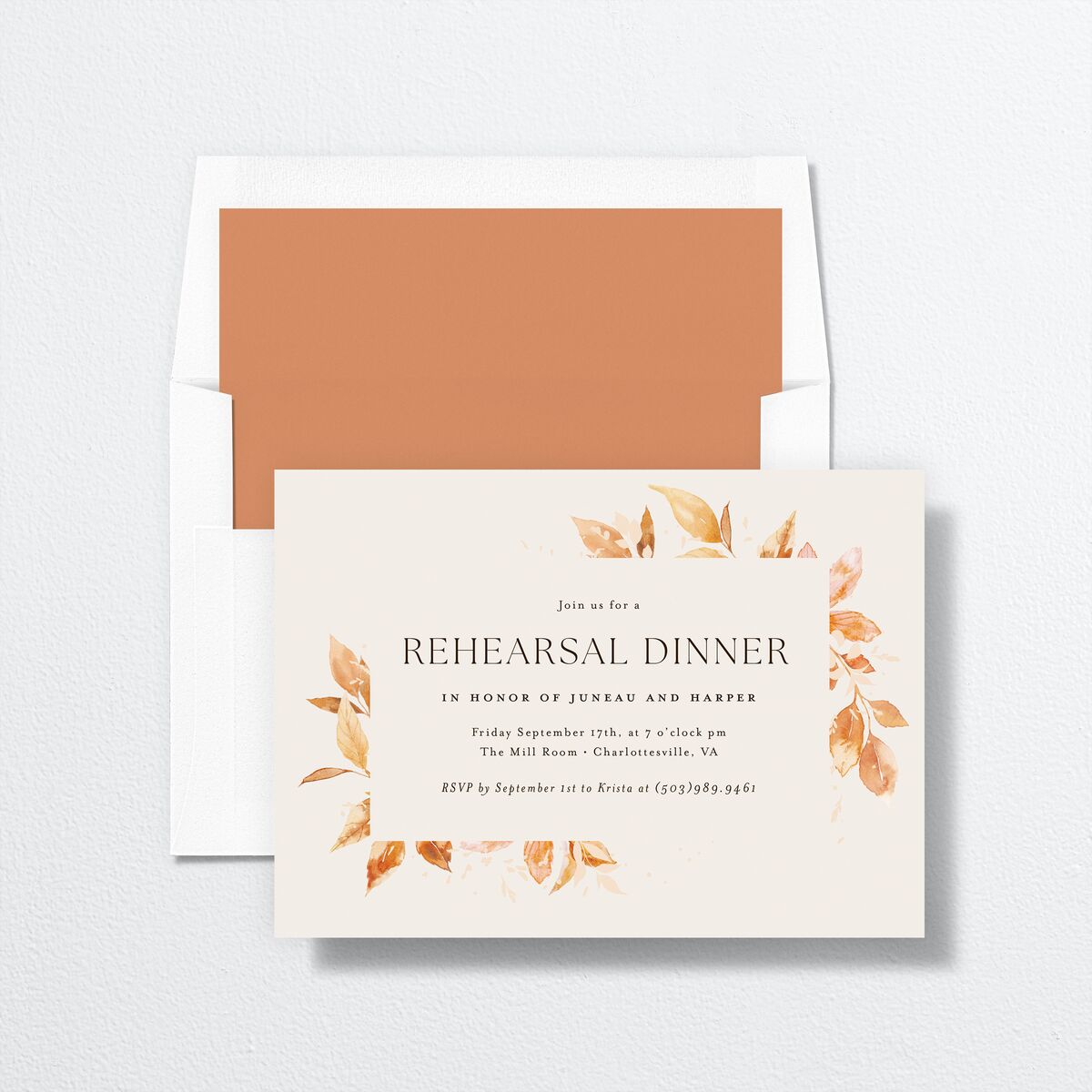 Autumn Frame Rehearsal Dinner Invitations Raw Sienna Signature