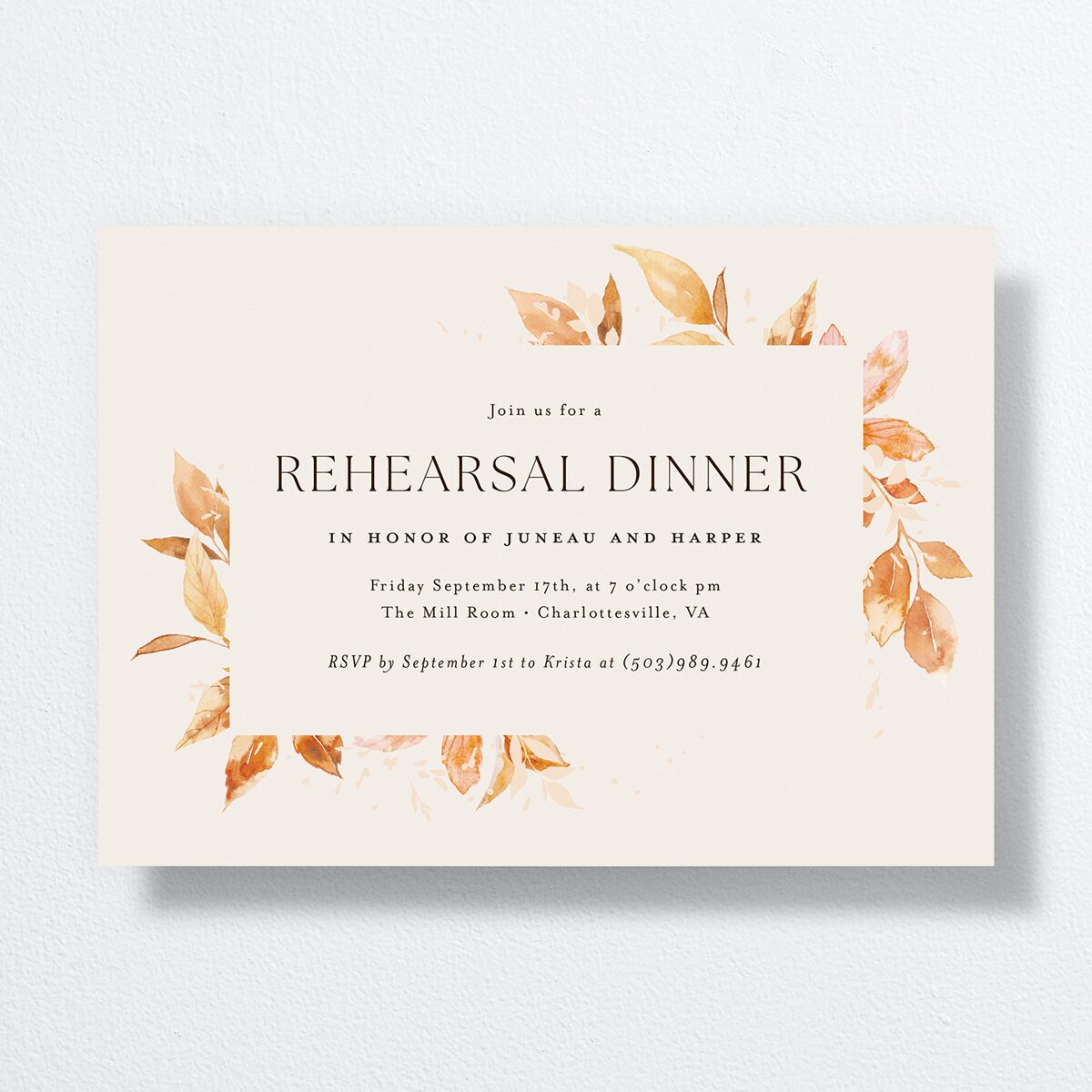 Autumn Frame Rehearsal Dinner Invitations Raw Sienna Signature
