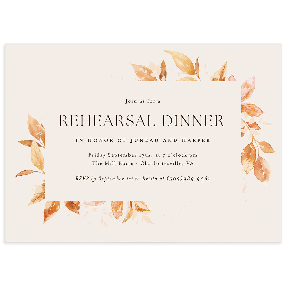 Autumn Frame Rehearsal Dinner Invitations