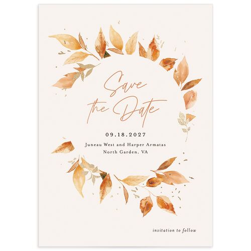Autumn Frame Save the Date Cards Gold Raw Sienna Signature smooth No