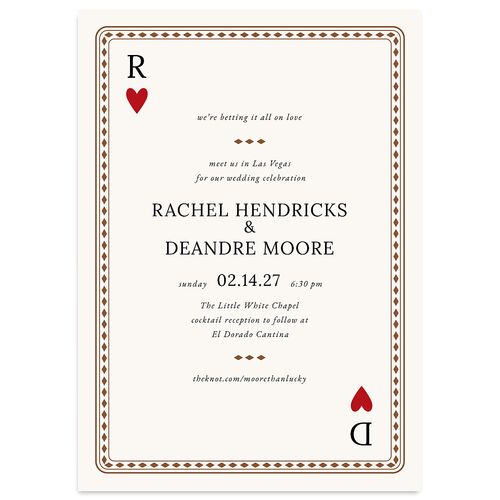 Las Vegas Playing Card Wedding Invitations Walnut Signature Blank No Standard