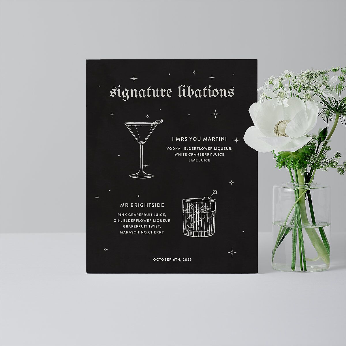 Moody Gothic Rose Bar Bended Tabletop Sign X-small Midnight Standard Plastic XS Tabletop Bar