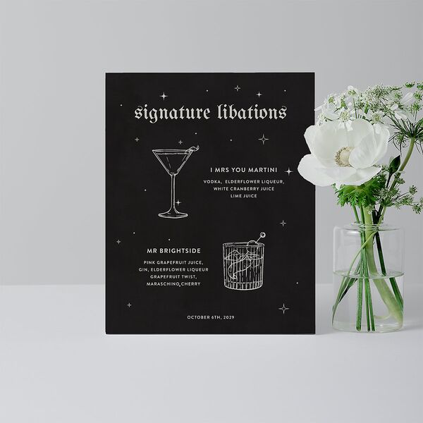 Moody Gothic Rose Bar Bended Tabletop Sign X-small Midnight Standard Plastic XS Tabletop Bar