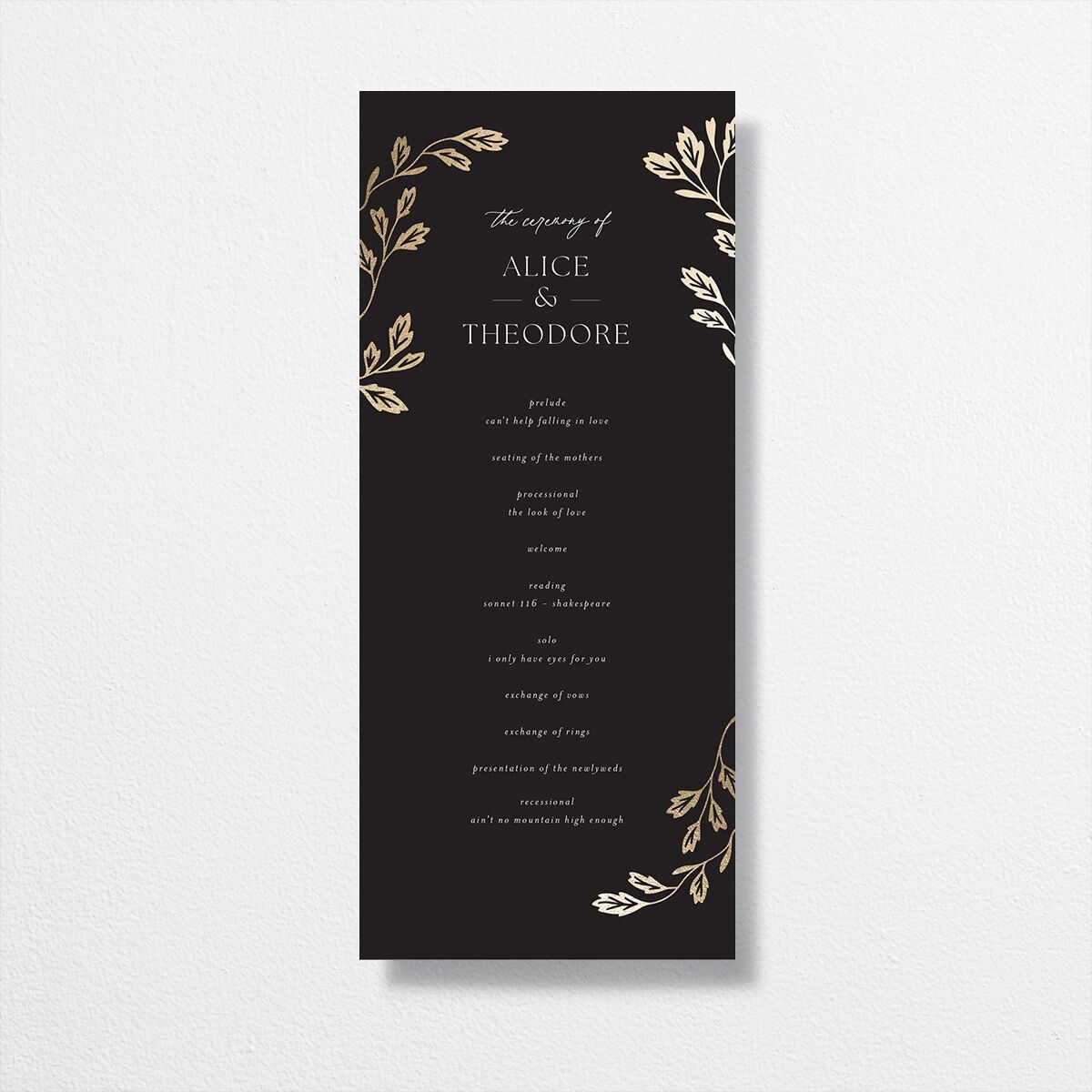 Arboretum Archway Wedding Programs front in black