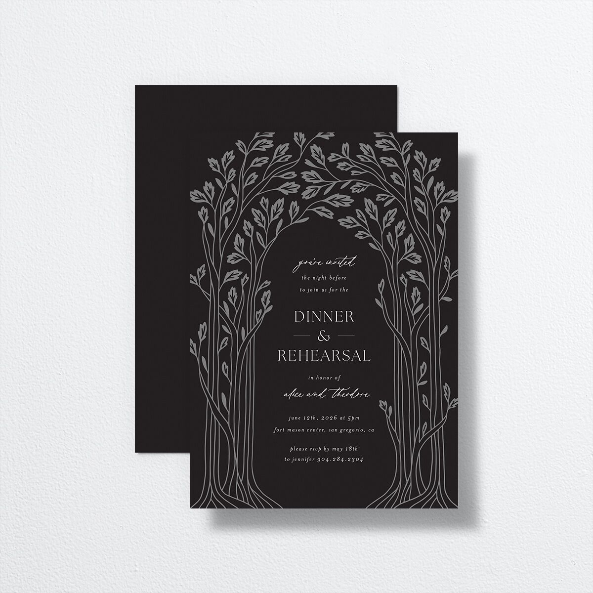 Arboretum Archway Rehearsal Dinner Invitations Licorice Signature