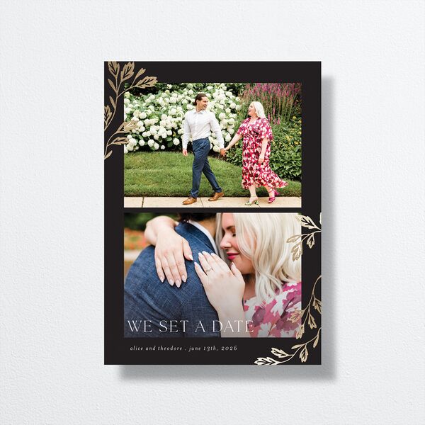 Arboretum Archway Save the Date Cards Gold Licorice Signature smooth No