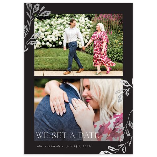 Arboretum Archway Save the Date Cards Silver Licorice Signature smooth No