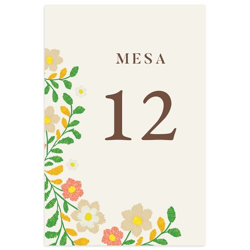 Mexican Bordados Florales Table Numbers Linen Signature