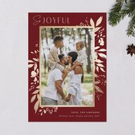 Festive Foliage Holiday Cards Gold Maroon Signature Blank Portrait  Standard
