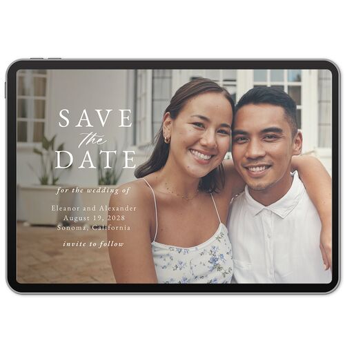Timeless Floral Digital Save the Date Cards Thyme Marble Lets Celebrate Standard