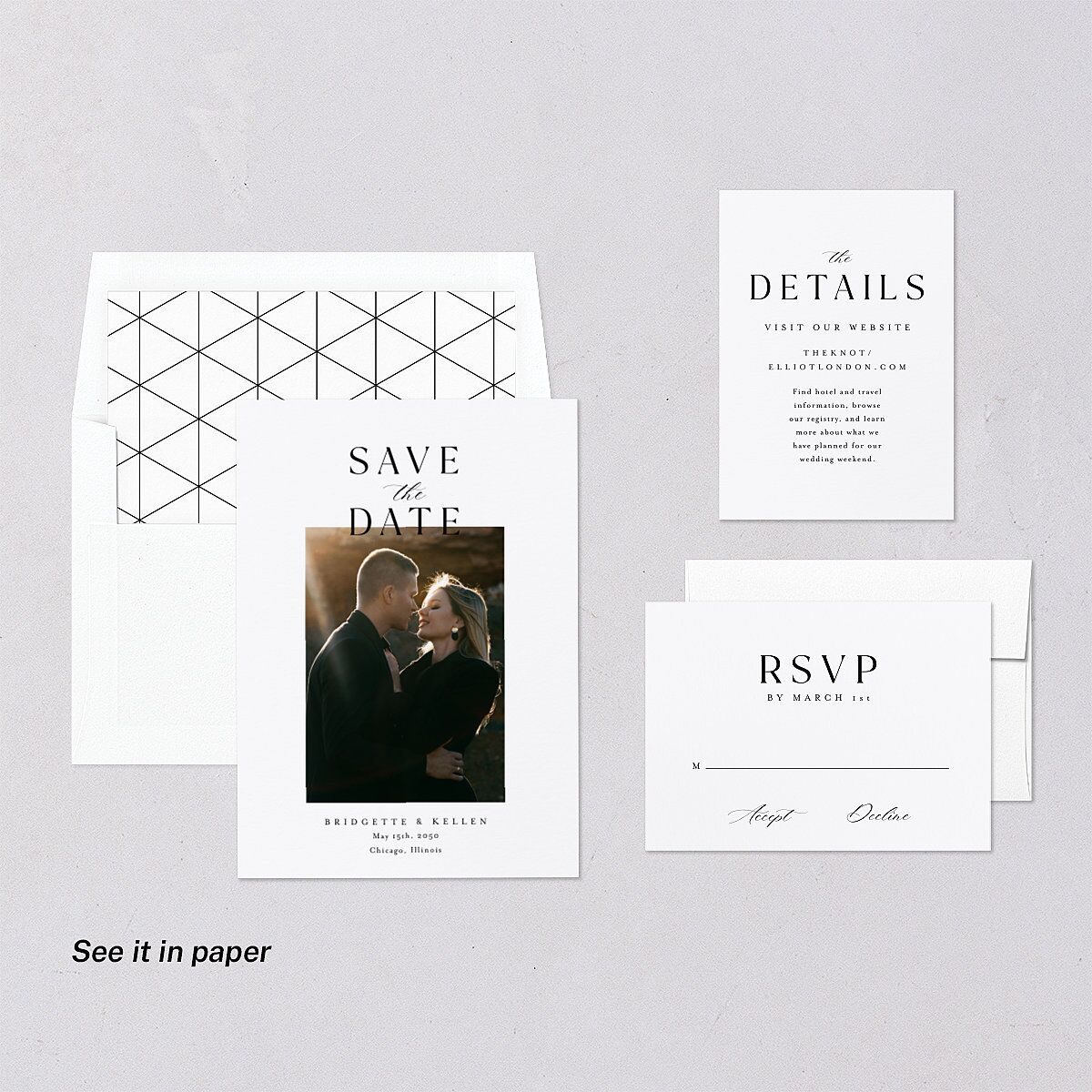 Timeless Typography Digital Save the Date Cards Pure White Dusty Blue Lets Celebrate Standard