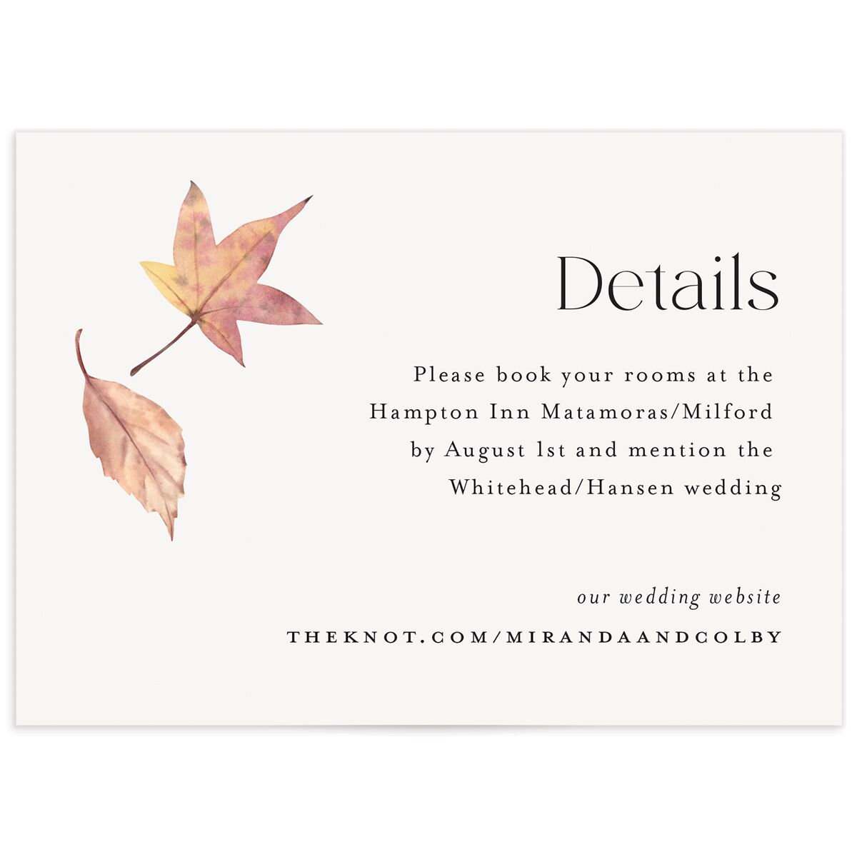 Falling Leaves Wedding Enclosure Cards