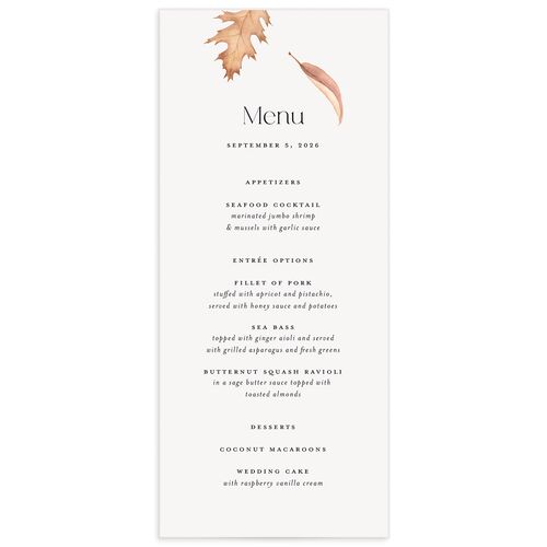 Falling Leaves Menus - Brown