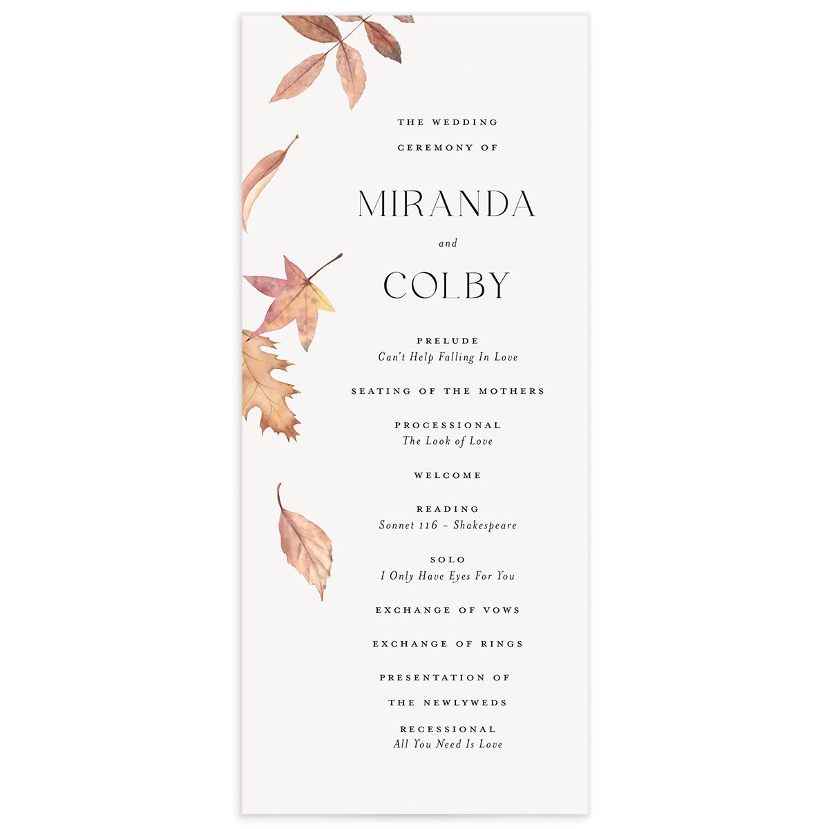 Falling Leaves Wedding Programs