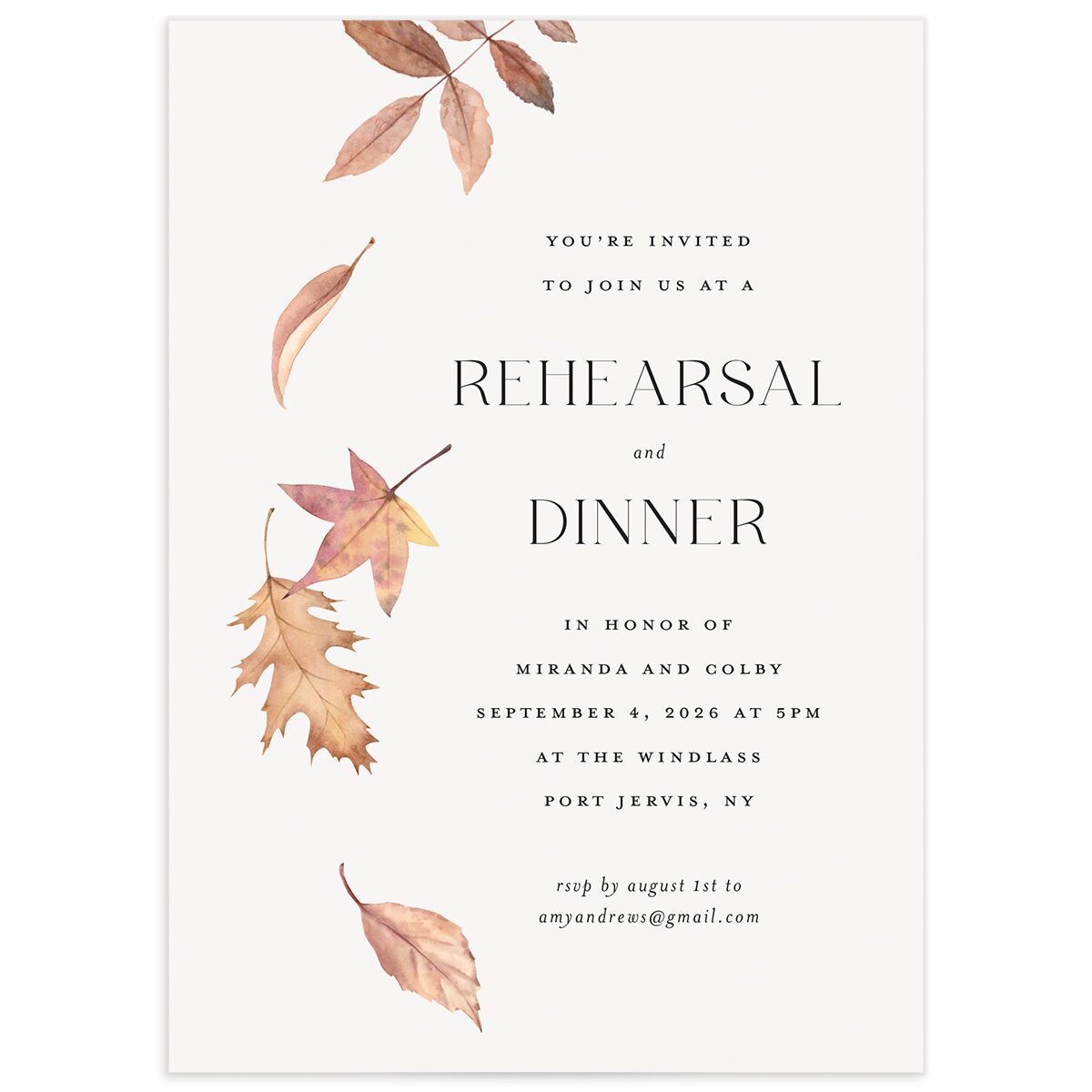 Falling Leaves Rehearsal Dinner Invitations
