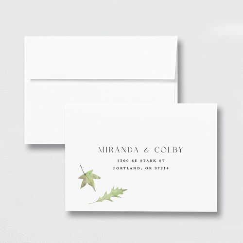 Falling Leaves Response Card Envelopes White Standard Cotton Return Address Signature