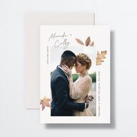Falling Leaves Save the Date Cards Chestnut Signature smooth No