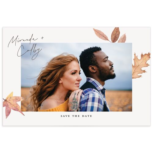 Falling Leaves Save the Date Postcards - Brown