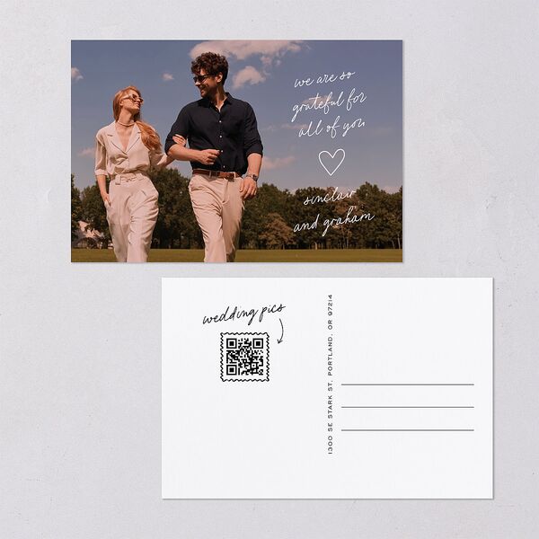 Sunny Day Modern Script Thank You Postcards Pure White