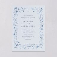 Timeless Floral Foil Rehearsal Dinner Invitations Dusty Blue Signature Blank