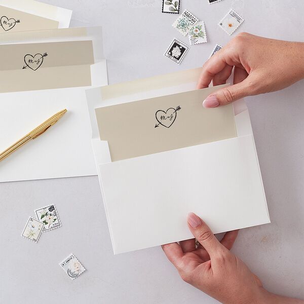 Lovebird Wavy Frame Photo Envelope Liners Pure White Standard