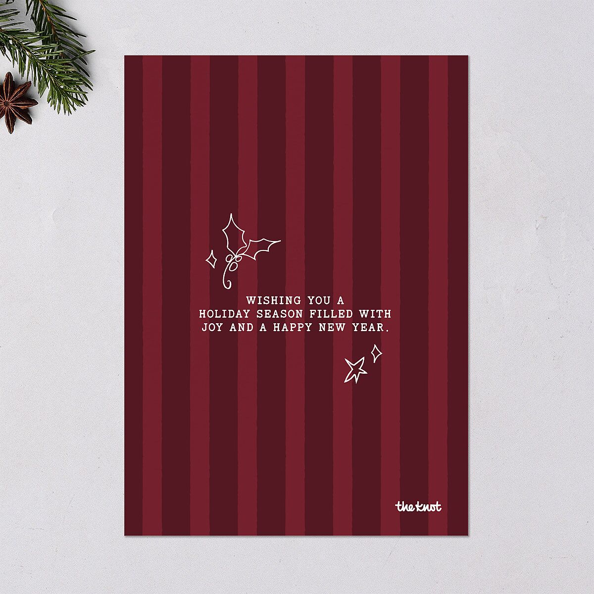 Hand Drawn Starry Christmas Photo Holiday Cards Burgundy Signature Blank Standard