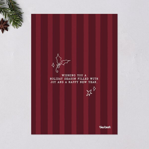 Hand Drawn Starry Christmas Photo Holiday Cards Burgundy Signature Blank Standard