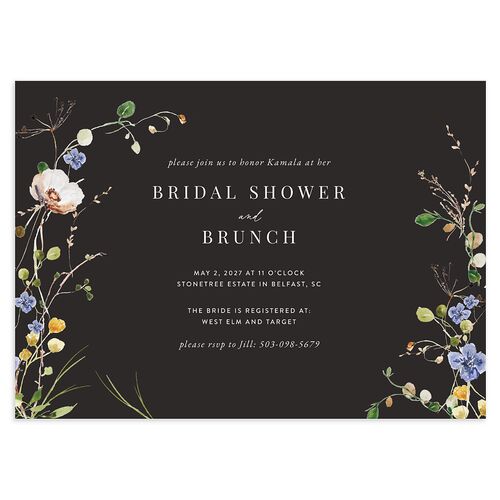 Glistening Wildflower Bridal Shower Invitations Licorice Signature Blank Standard