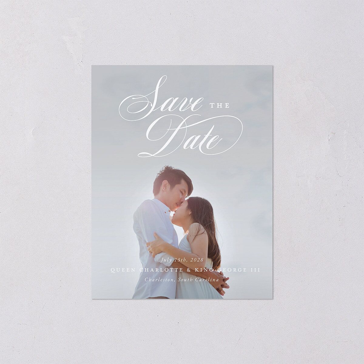 Rose Garden Crest Save the Date Petite Cards by Bridgerton Pure White Signature smooth Blank No