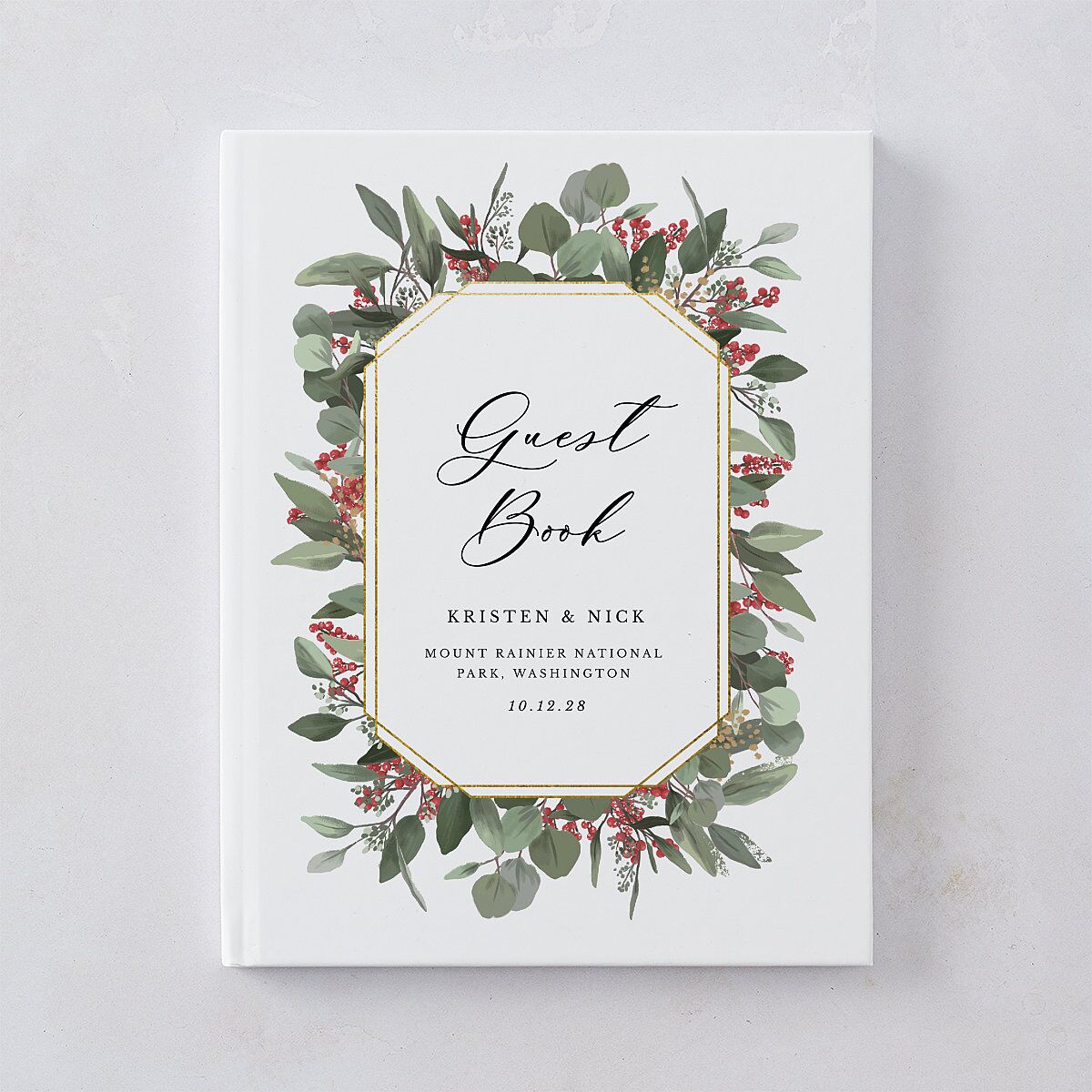 Eucalyptus Frame Wedding Guest Book Pure White