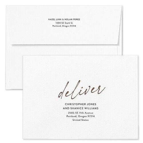 Forever Arch Wedding Invitation Envelopes Terracotta Latte Both Recipient and Return Addresses Standard Signature