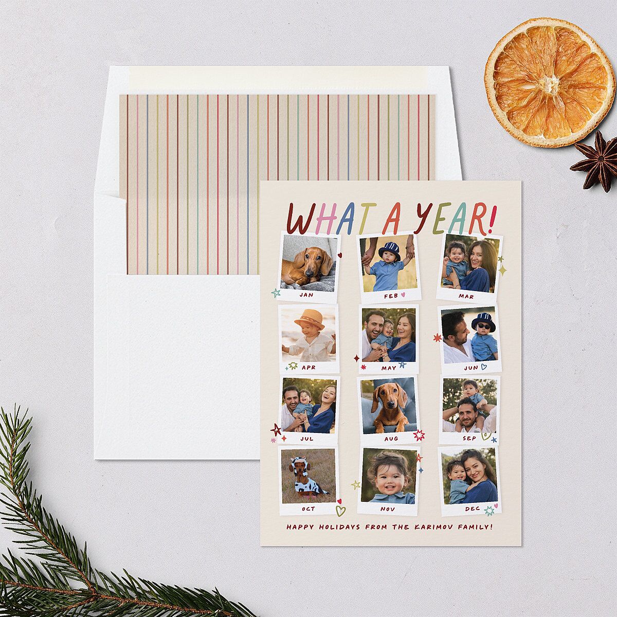What a Year Photo Gallery Holiday Cards Maroon Signature Blank Standard