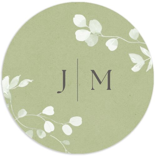 Fairytale Eucalyptus Wedding Stickers Pure White Circle
