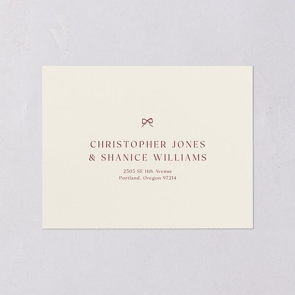 Simple Boho Flowers All-in-One Wedding Invitations Raspberry Signature Light Both Recipient and Return Addresses No