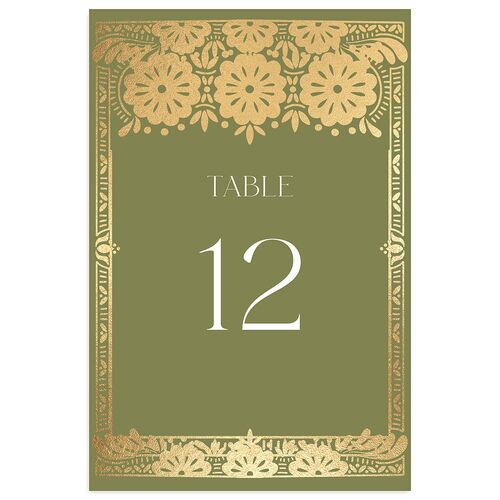 Hacienda Elegante Table Numbers Gold Olive Signature