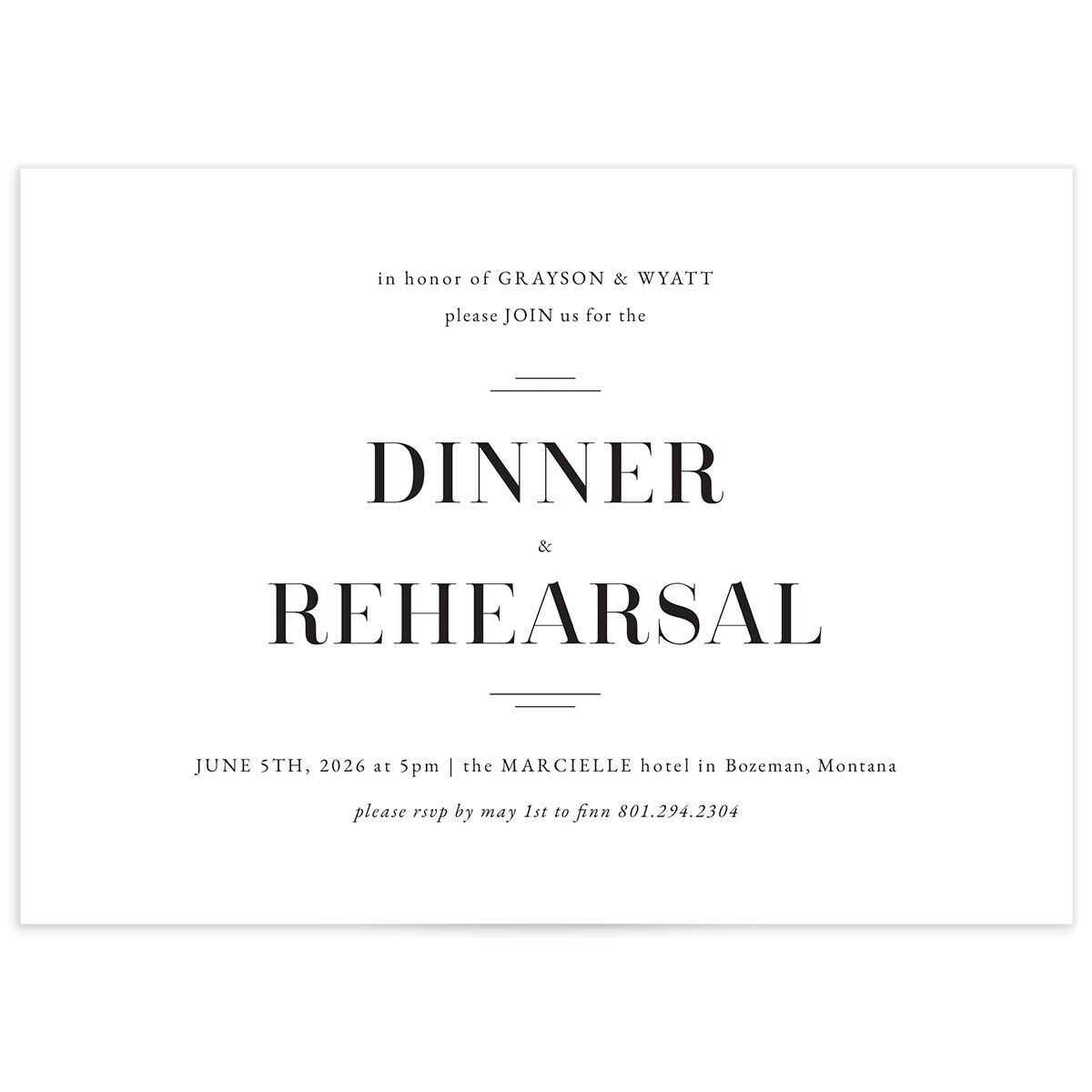 Country Club Rehearsal Dinner Invitations
