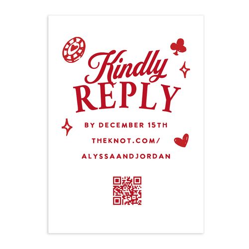Hand Drawn Las Vegas Hearts QR Code RSVP Cards Ruby Signature Standard