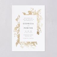 Glistening Garden Wedding Invitations Gold Linen Signature Blank No Standard