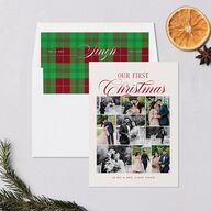 First Christmas Photo Gallery Holiday Cards Jewel Red Signature Blank Standard