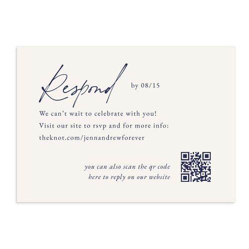 Simple Modern Photo QR QR Code RSVP Cards Navy Signature Standard