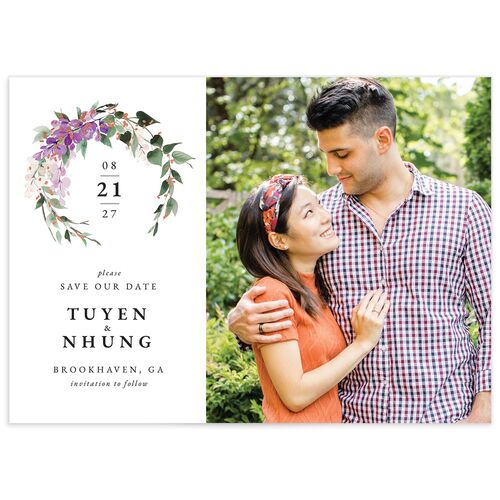 Sparkling Wisteria Save the Date Cards Rose Gold Iris Signature smooth No
